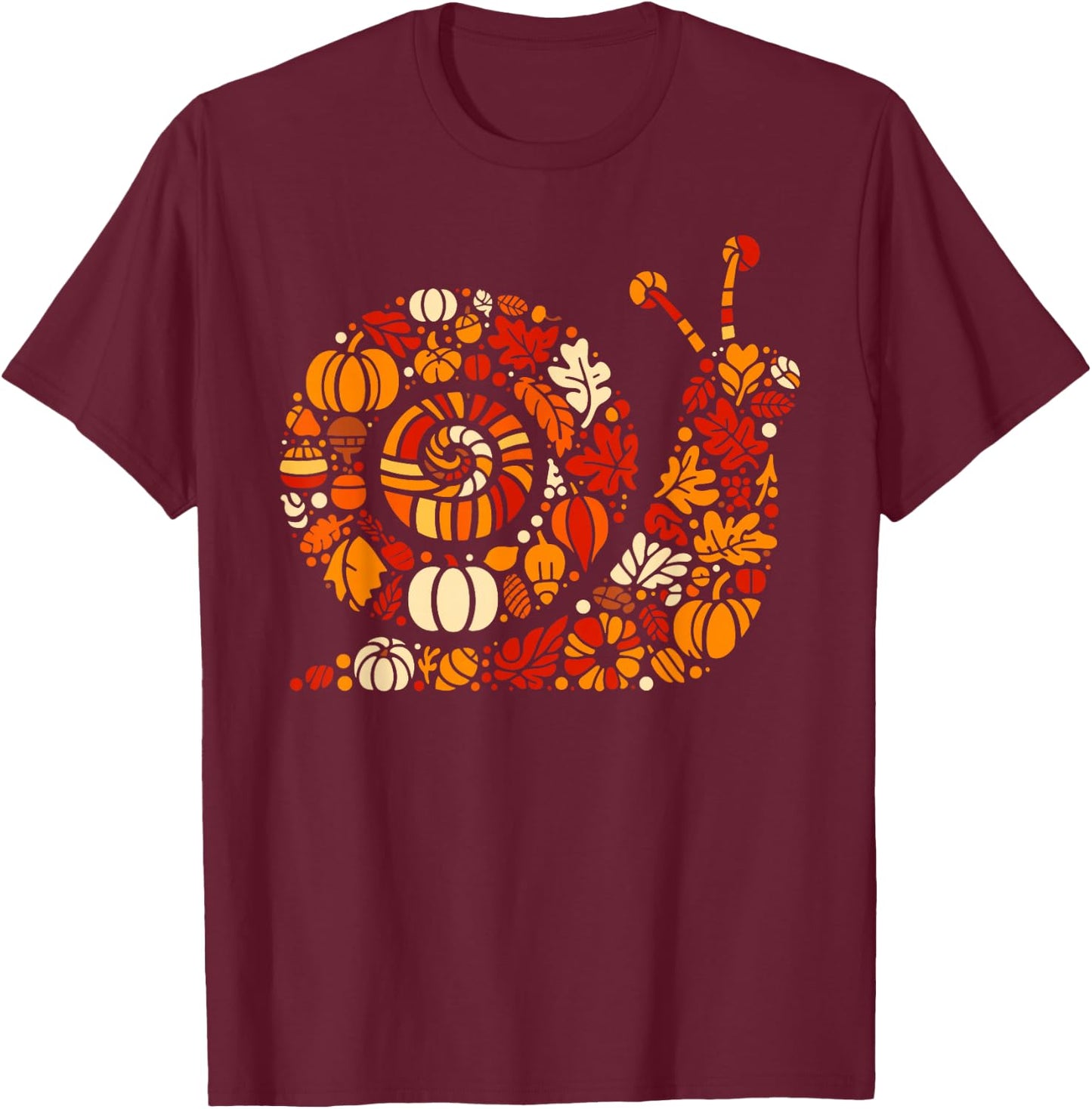 Autumn Pumpkin Fall Snail Thanksgiving Kids T-Shirt - T-Shirt | Maroon