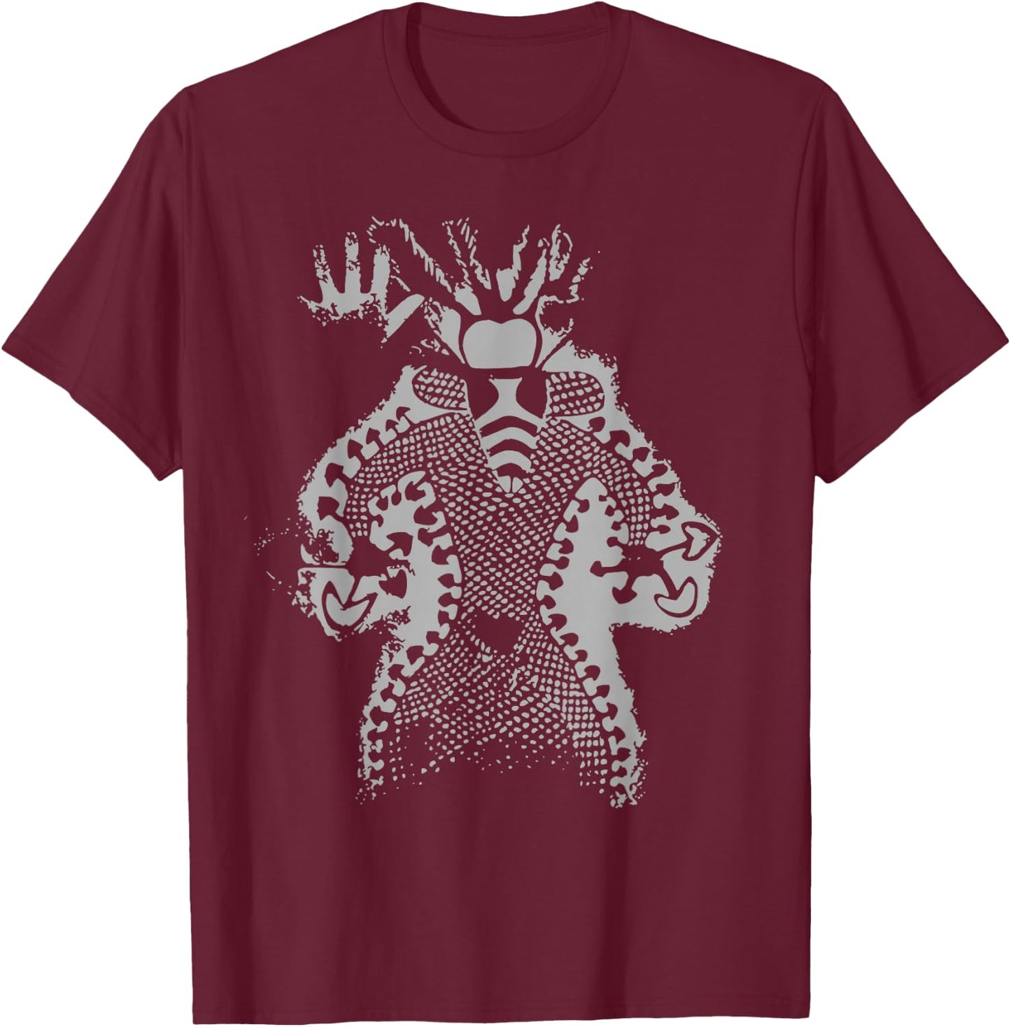 Mushroom Shaman Man 11000 Year Old Tassili Cave Art T-Shirt - T-Shirt | Maroon