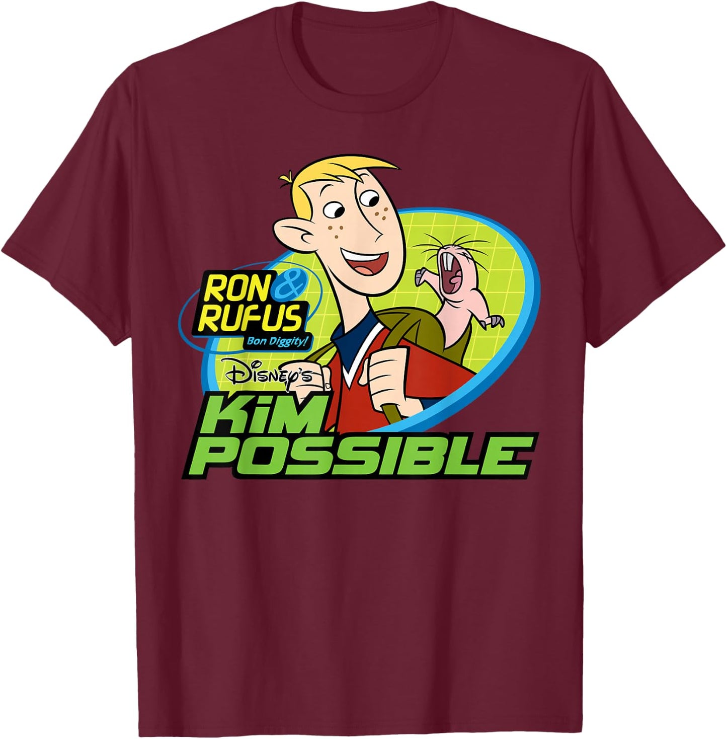 Kim Possible - Ron and Rufus Bon Diggity T-Shirt - T-Shirt | Maroon