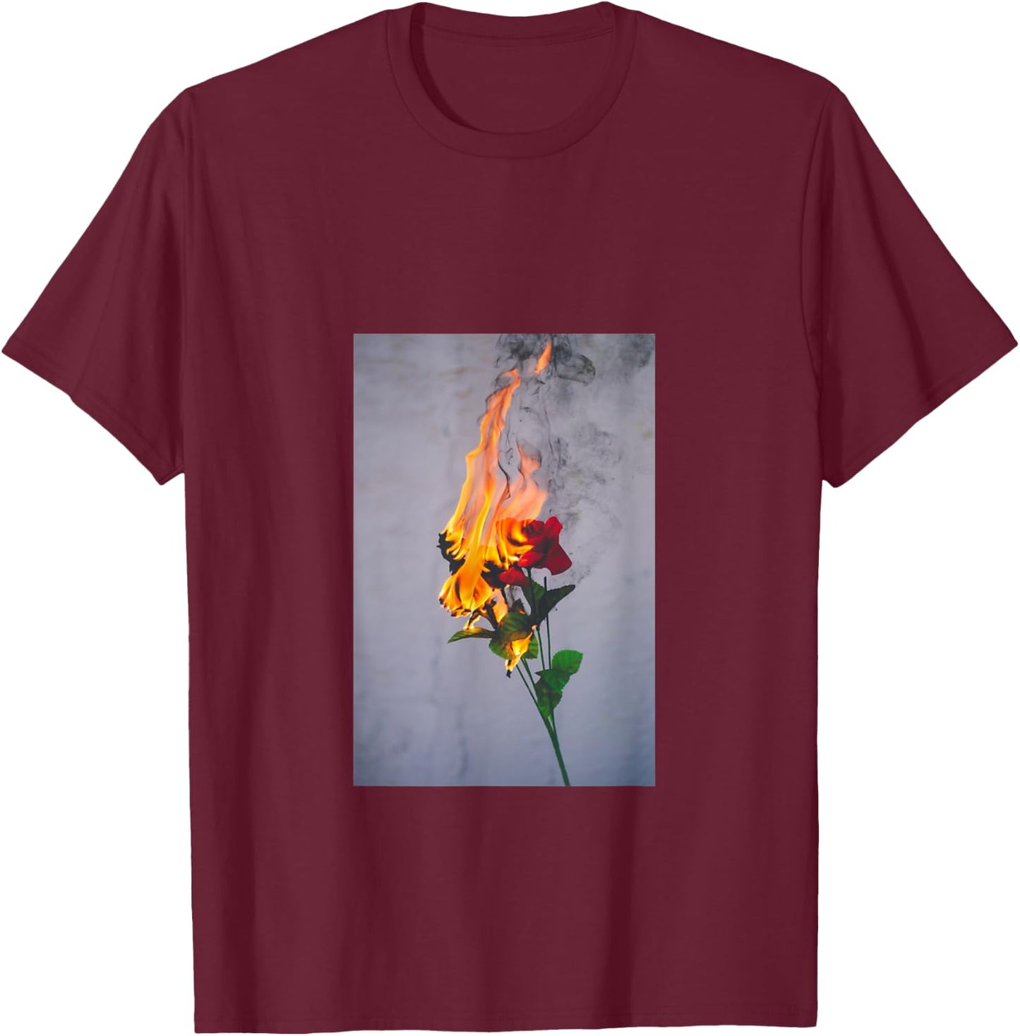 Sad Boy Sad Girl Aesthetic Burning Red Flower Pastel T-Shirt - T-Shirt | Maroon
