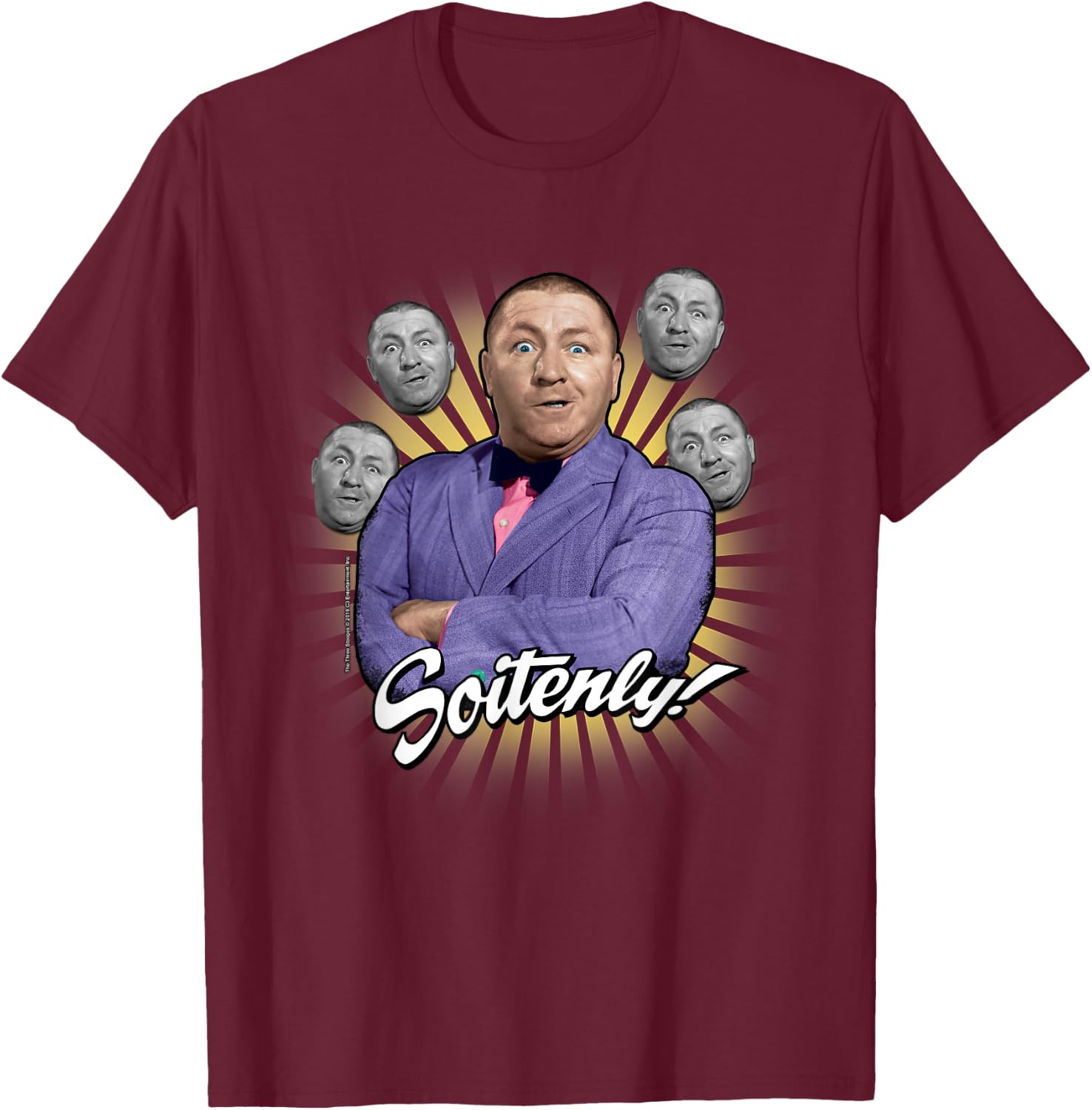 TTS- The Three Stooges Curly: Soitenly! T-Shirt - T-Shirt | Maroon