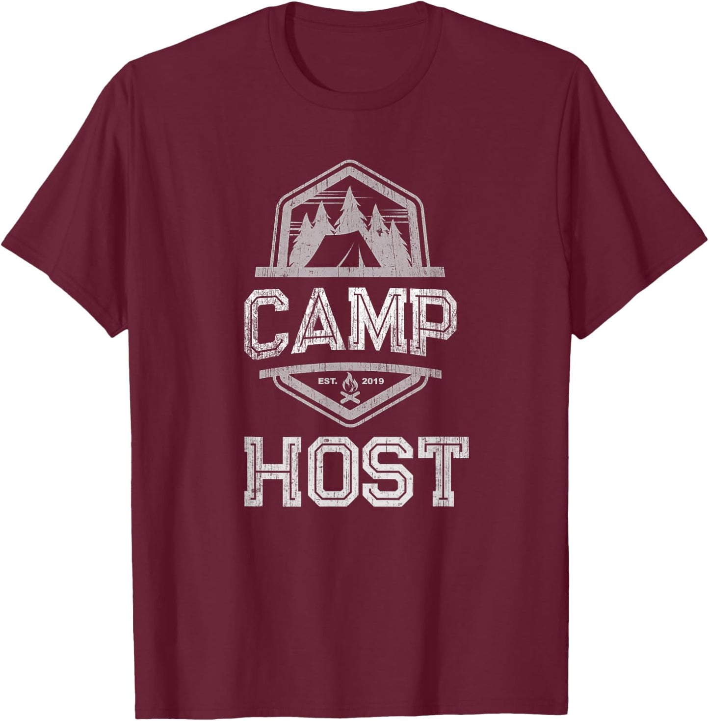 Retro CAMP HOST Campground Staff Campsite Team Hosting Crew T-Shirt - T-Shirt | Maroon