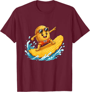 Surfing Potato Chip Wave Cool Sunglasses T-Shirt - T-Shirt | Maroon