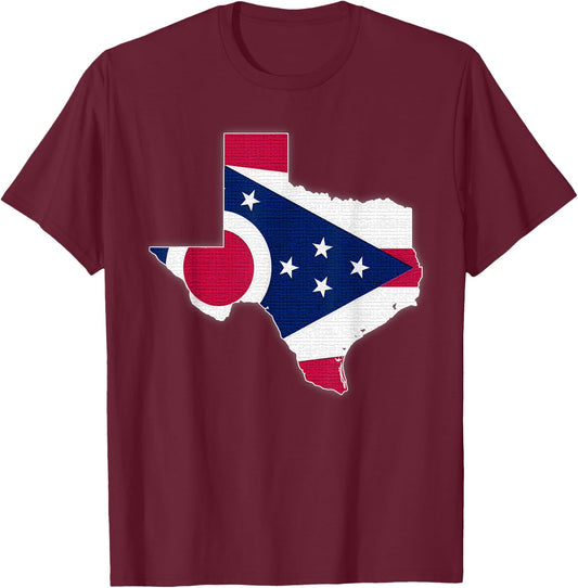 TEXAS STATE MAP OHIO OH Flag Roots Men Women Gift T-Shirt - T-Shirt | Maroon