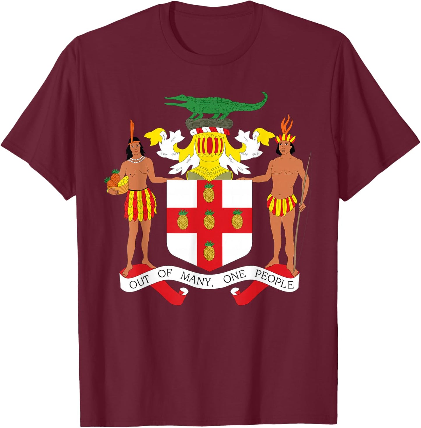 Jamaican Coat of Arms T Shirt, Coat of Arms of Jamaica Shirt T-Shirt - T-Shirt | Maroon