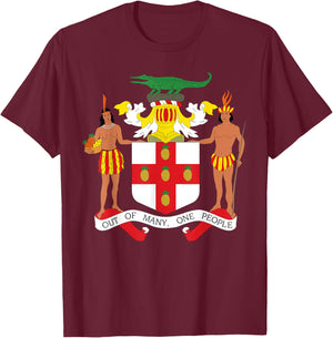 Jamaican Coat of Arms T Shirt, Coat of Arms of Jamaica Shirt T-Shirt - T-Shirt | Maroon