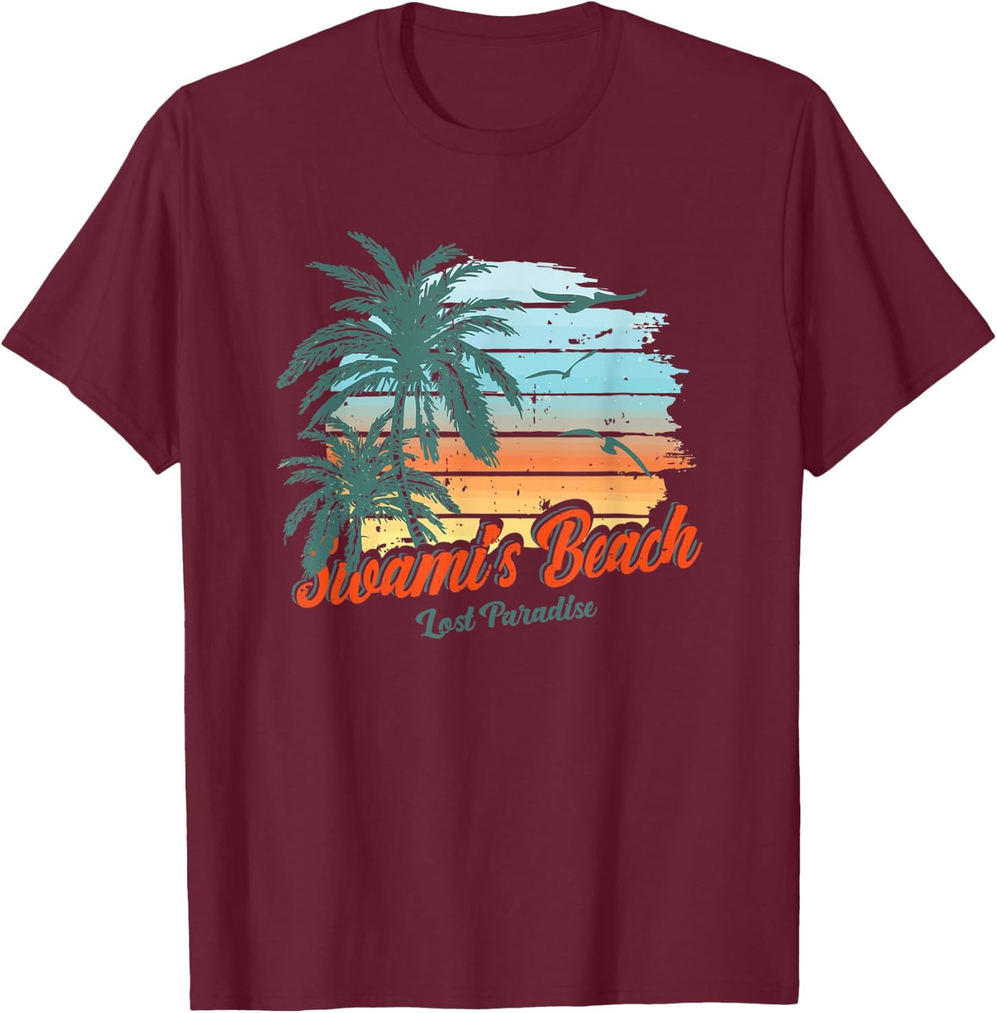 Swami's Beach Encinitas California Shirt Lost Paradise T-Shirt - T-Shirt | Maroon