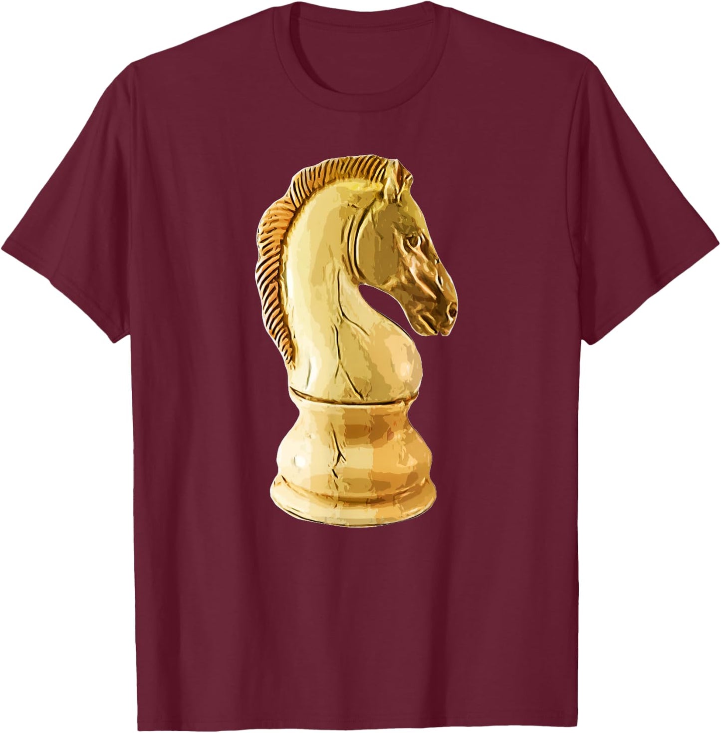Wood Ivory Knight Chess Piece T-Shirt - T-Shirt | Maroon