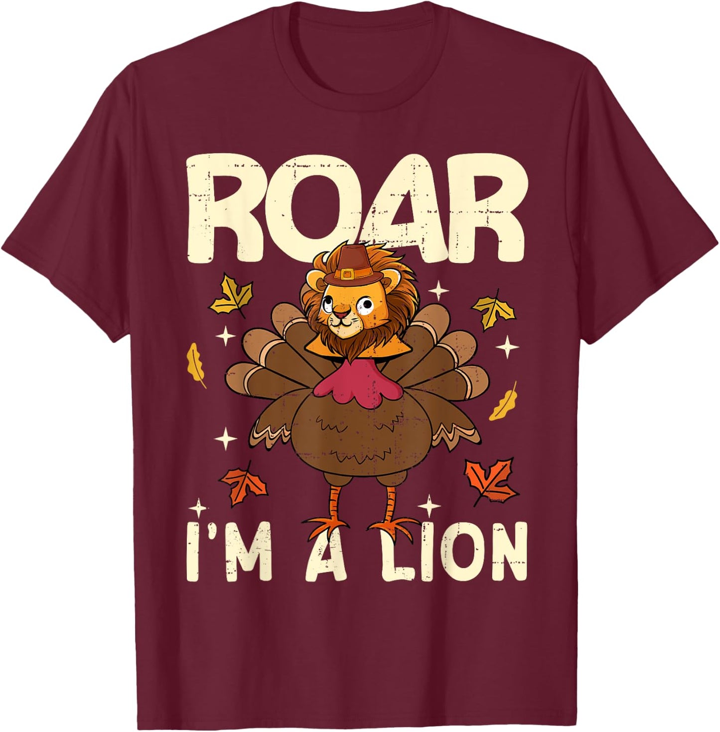 Thanksgiving Fake Lion Thanksgiving Turkey Lion Funny T-Shirt - T-Shirt | Maroon