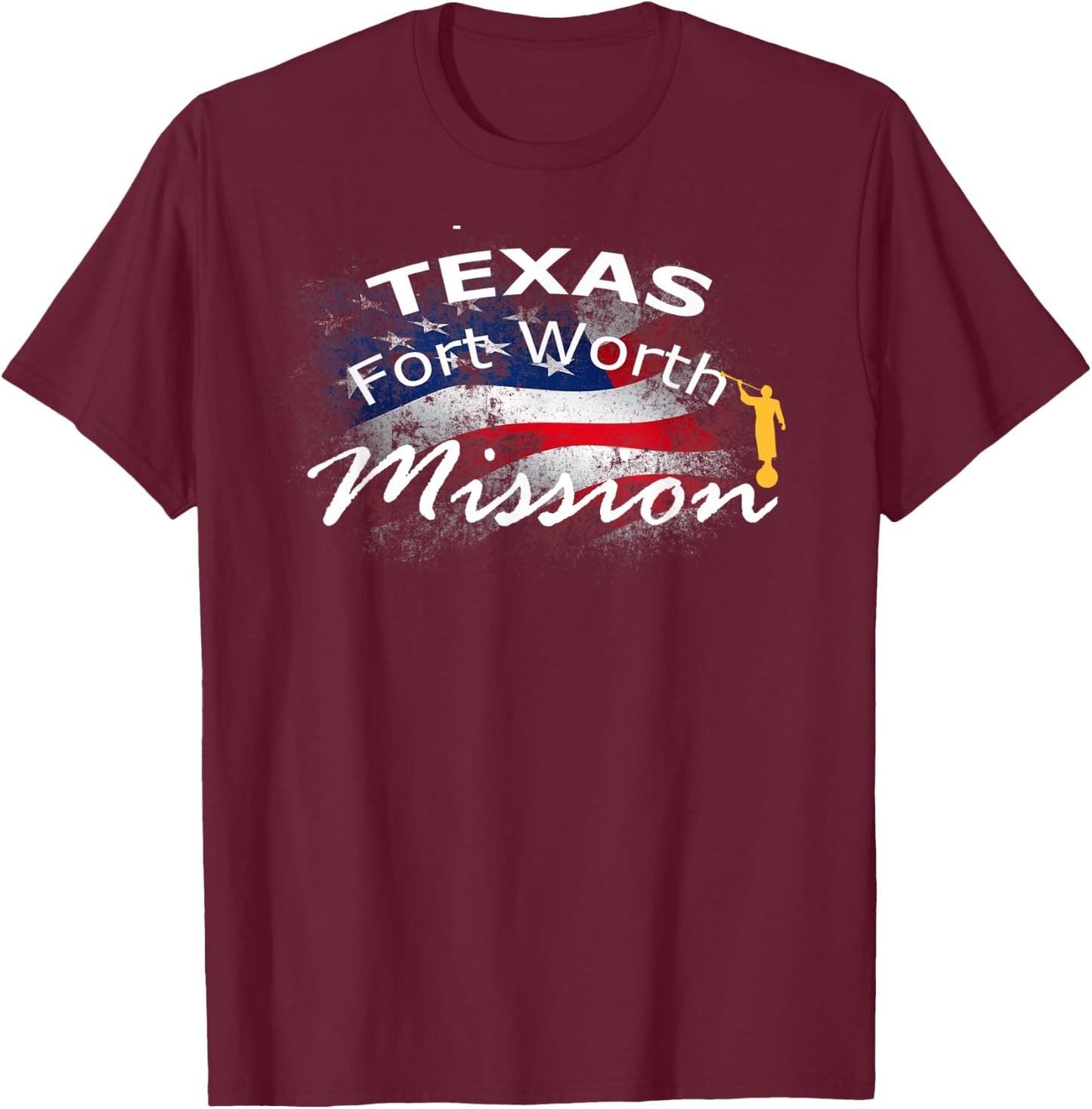 Texas Fort Worth Mormon LDS Mission Missionary Gift T-Shirt - T-Shirt | Maroon