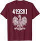 Toledo Ohio Polish American Eagle Flag Pride 419 Area Code T-Shirt - T-Shirt | Maroon
