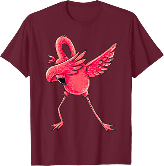 Dabbing Flamingo Shirt Men Women Boys Girls Dab Dance Gifts T-Shirt - T-Shirt | Maroon
