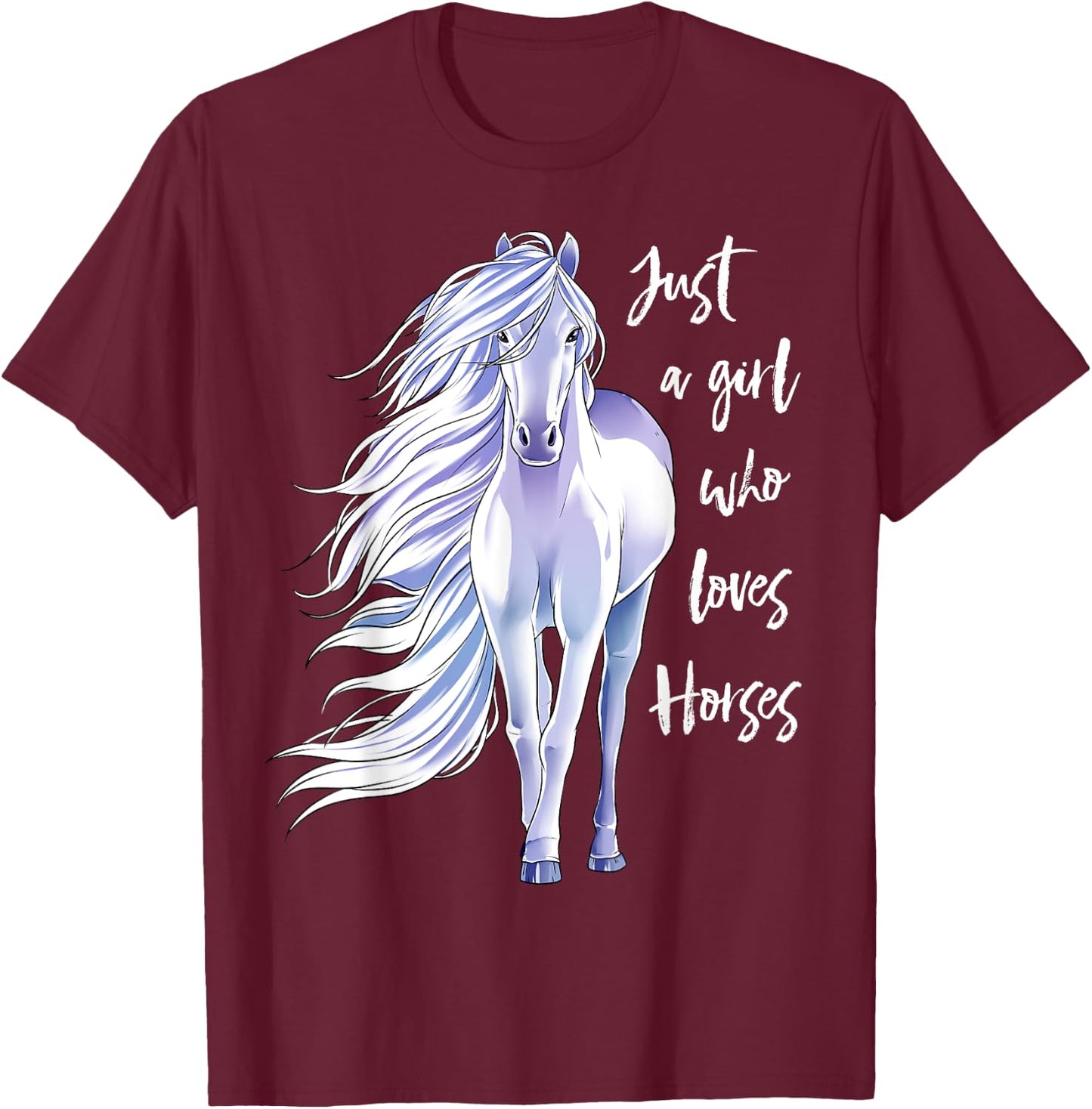 Horse Just A Girl Who Loves Horseback Riding Equestrian Farm T-Shirt - T-Shirt | Maroon