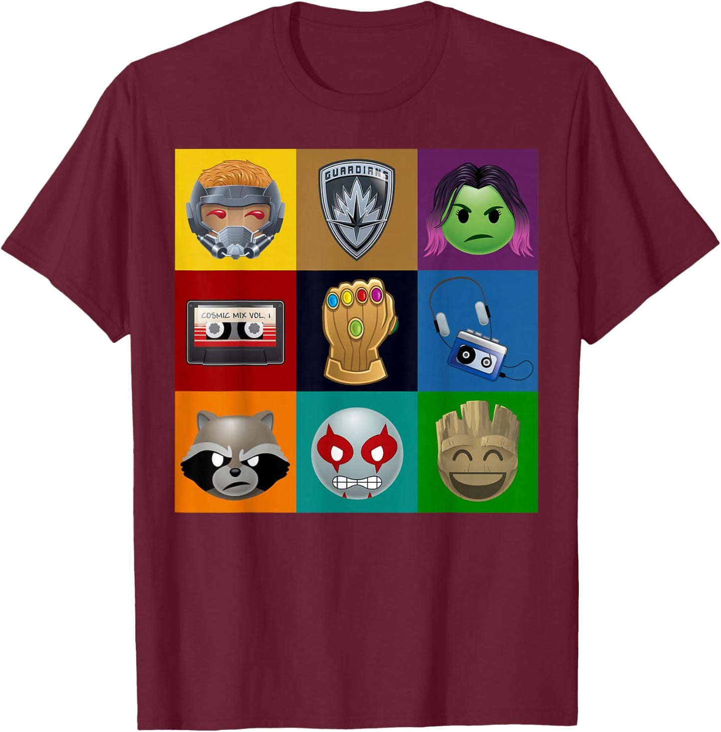 Marvel Guardians of The Galaxy Emoticon Graphic Small T-Shirt - T-Shirt | Maroon