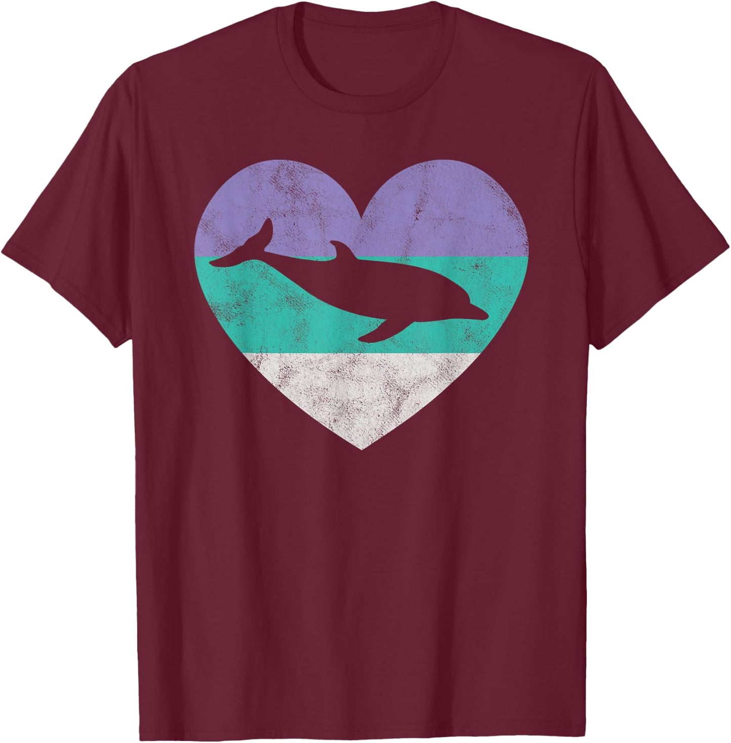 Dolphin Gift Shirt & Girls Retro Cute T-Shirt - T-Shirt | Maroon