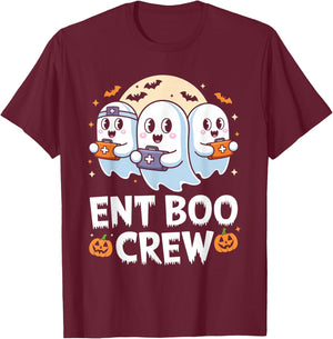 Spooky ENT Boo Crew Halloween Nurse Practitioner T-Shirt - T-Shirt | Maroon