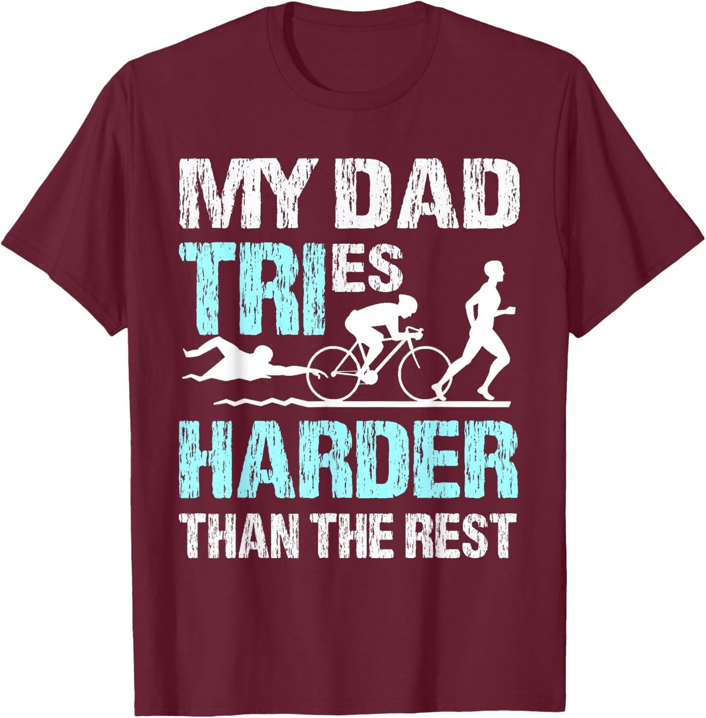 Triathlon dad - triathlon shirt T-Shirt - T-Shirt | Maroon