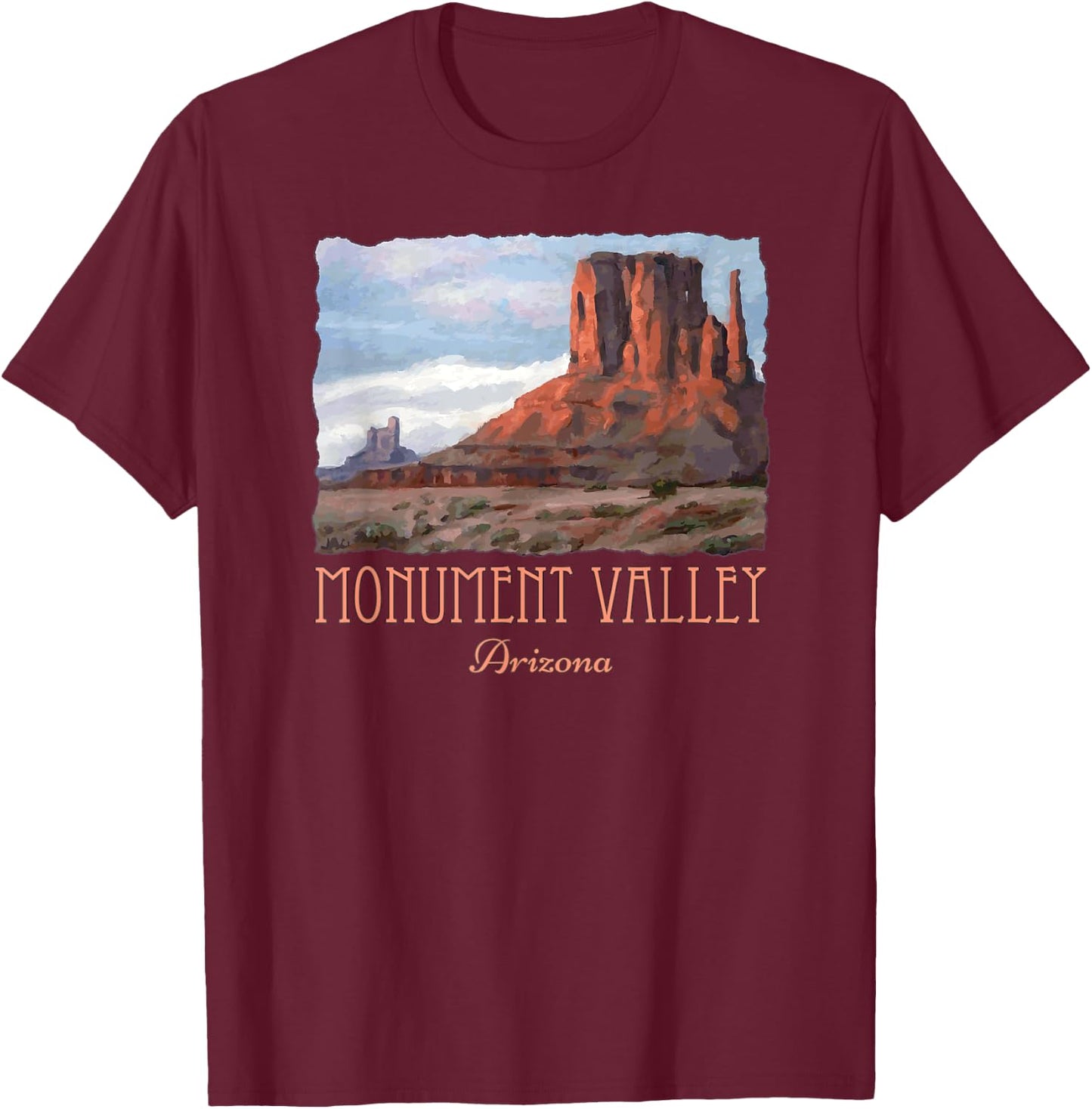 Monument Valley Arizona Beautiful Scenery Souvenir T-Shirt - T-Shirt | Maroon