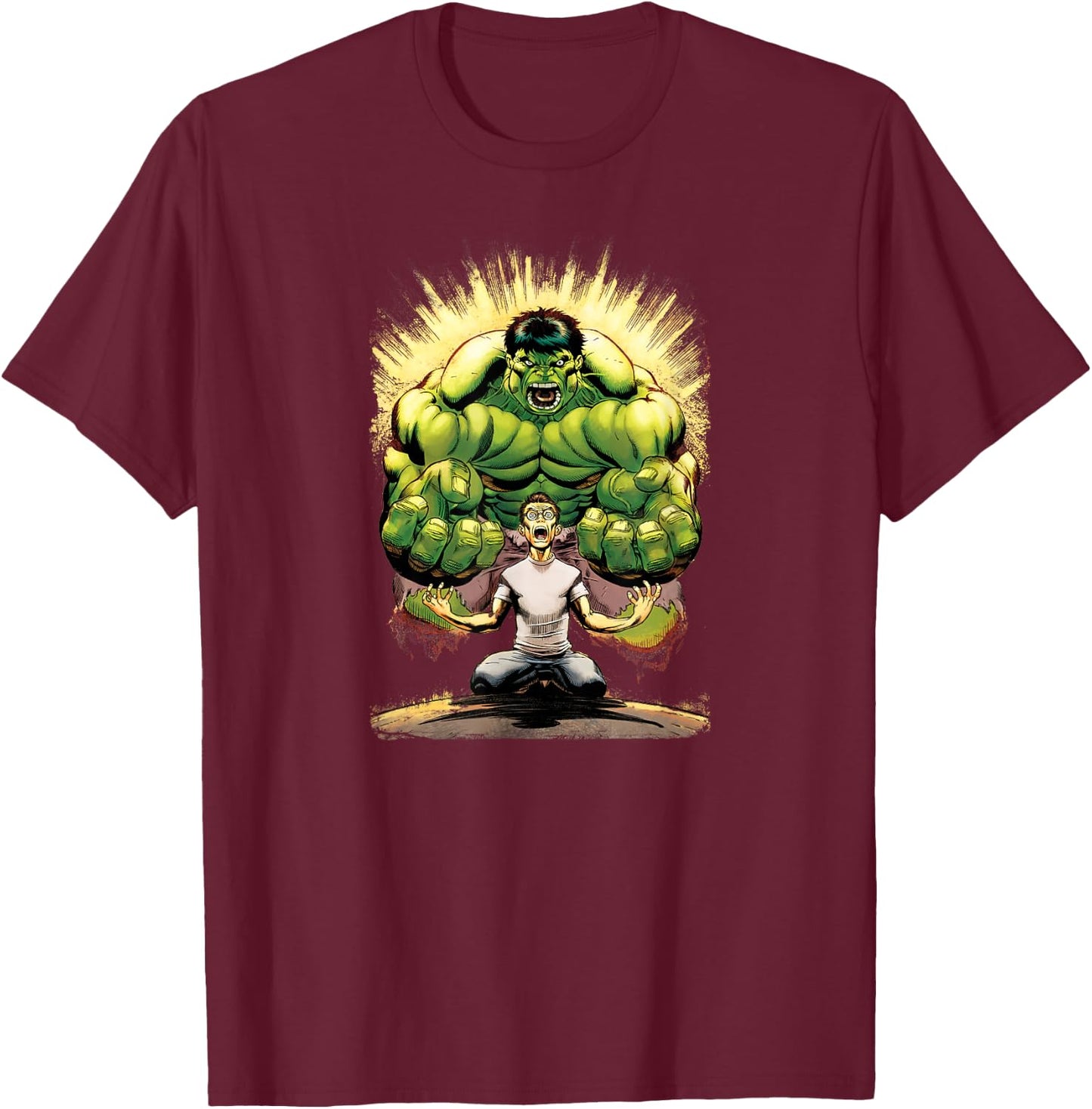 Marvel Hulk Insane in Both Bodies Graphic T-Shirt - T-Shirt | Maroon
