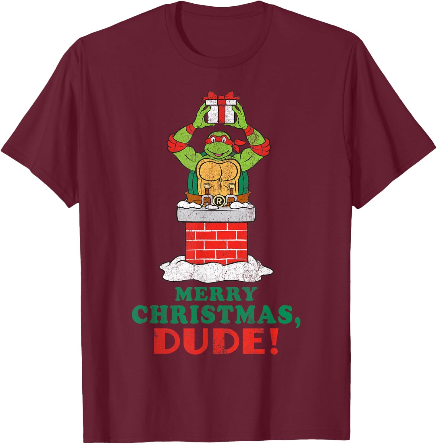 Teenage Mutant Ninja Turtles Merry Christmas Dude -Shirt T-Shirt - T-Shirt | Maroon