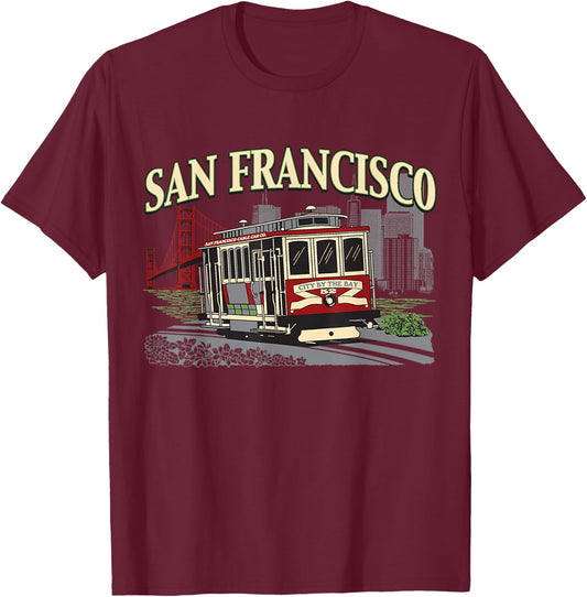 San Francisco Golden Gate California Republic T-Shirt - T-Shirt | Maroon