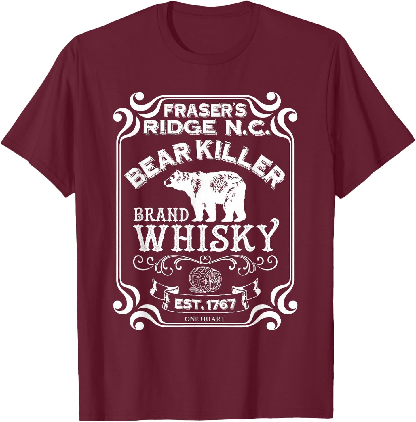 Bear Killer Brand Whisky - Fraser's Ridge Gift T-Shirt - T-Shirt | Maroon