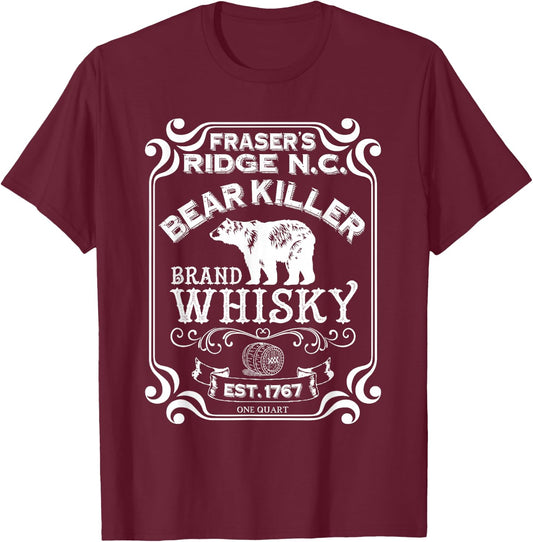 Bear Killer Brand Whisky - Fraser's Ridge Gift T-Shirt - T-Shirt | Maroon