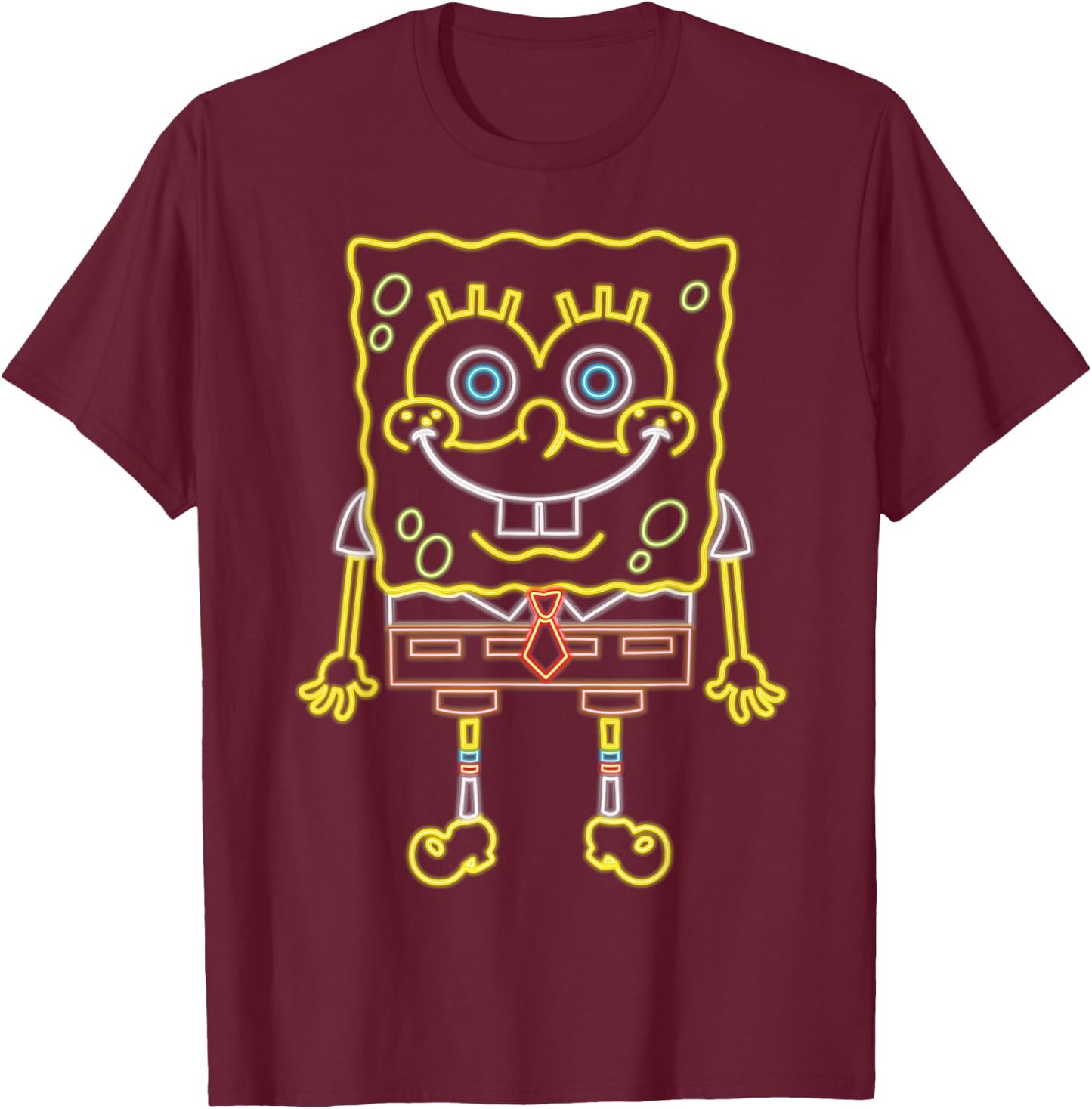Neon Spongebob Squarepants T-Shirt - T-Shirt | Maroon