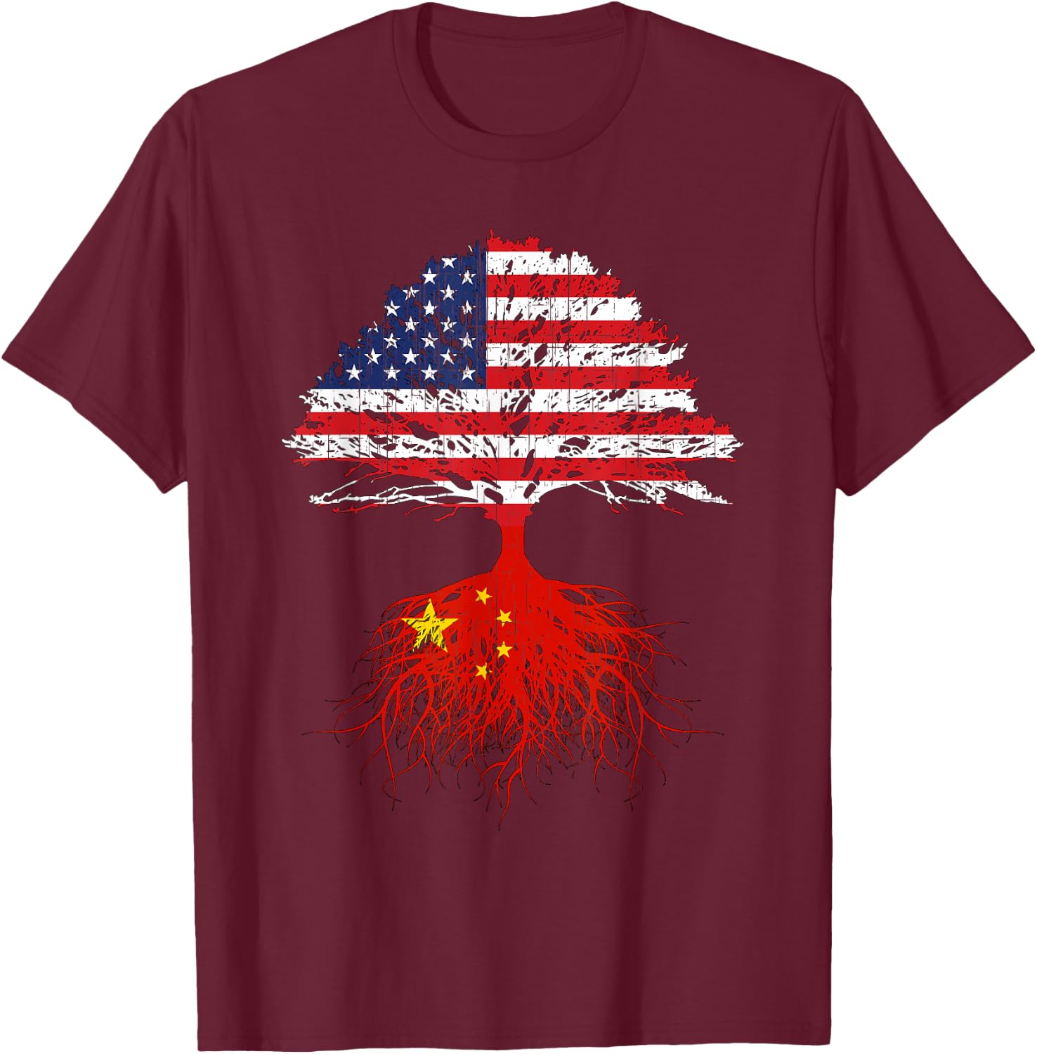 Chinese Roots American China Flag Immigrant Citizenship Gift T-Shirt - T-Shirt | Maroon