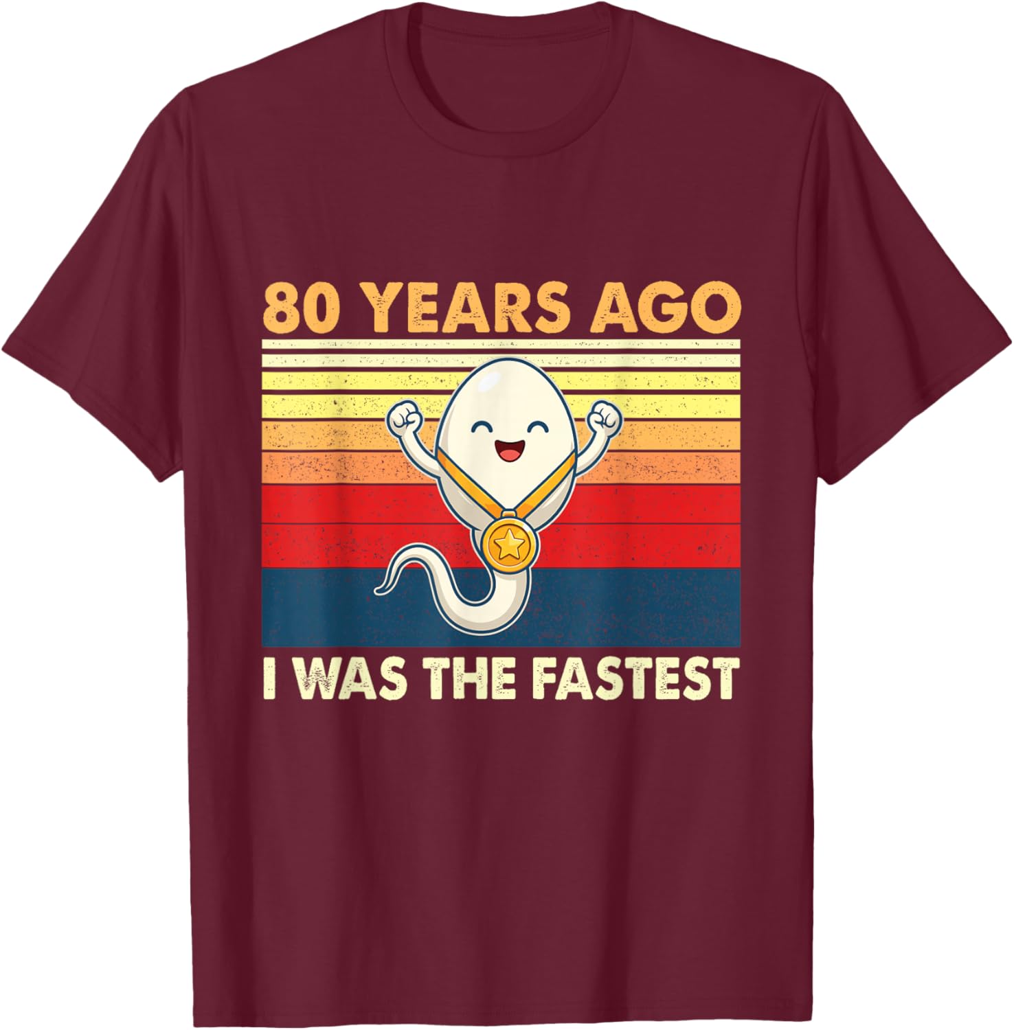 80th Birthday 80 Years Ago I was The Fastest Bday T-Shirt - T-Shirt | Maroon