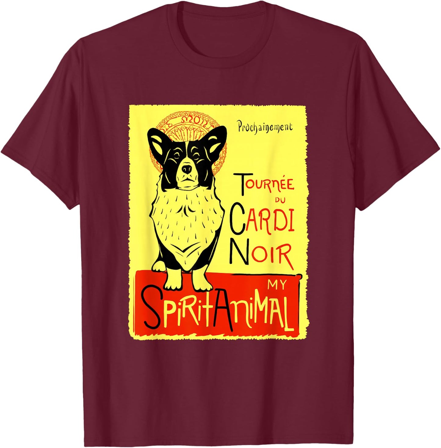 Funny Cardigan Welsh Corgi Cardi Artwork T-Shirt - T-Shirt | Maroon