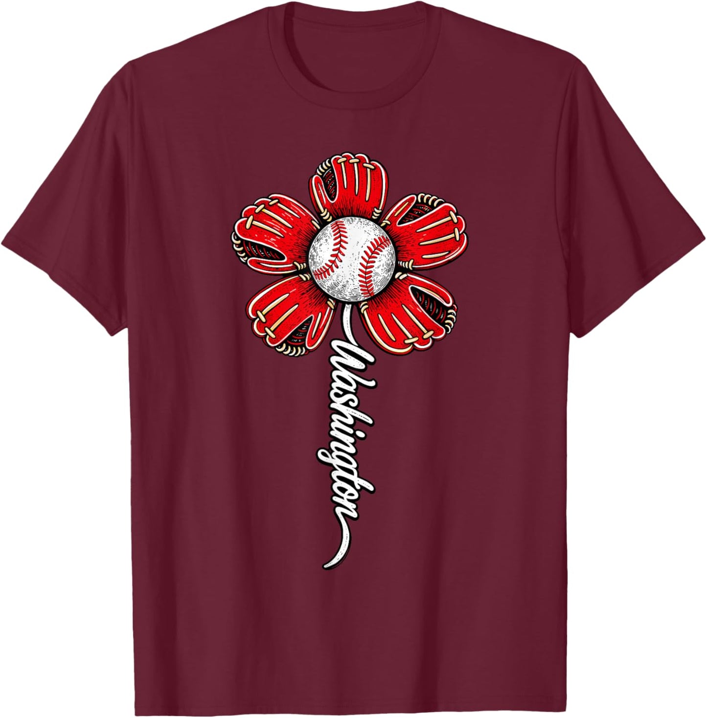 Washington Flower Women Boys Girls Kids T-Shirt - T-Shirt | Maroon