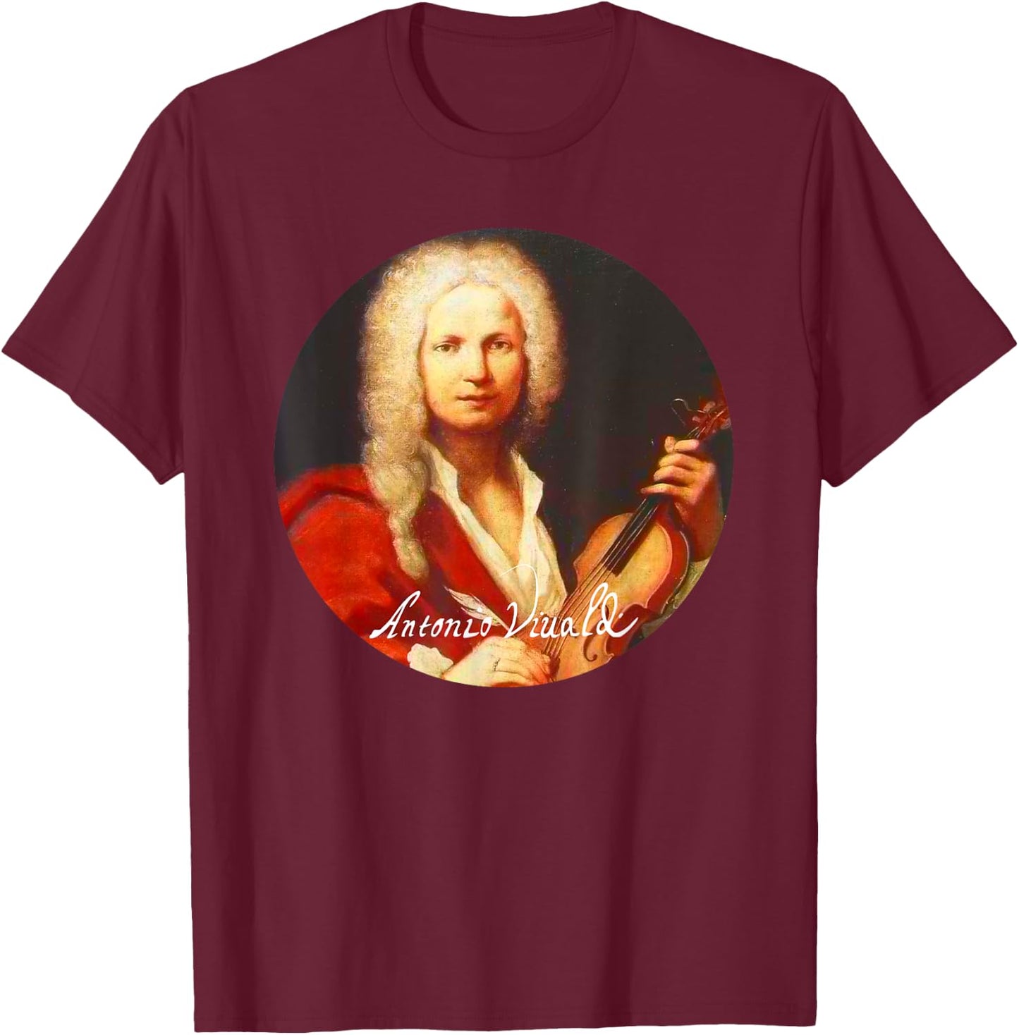 Antonio Lucio Vivaldi Composer Portrait T-Shirt - T-Shirt | Maroon