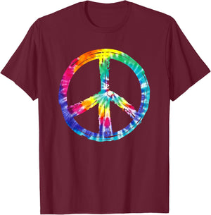 Tye Dye Peace Sign T Shirt T-Shirt - T-Shirt | Maroon