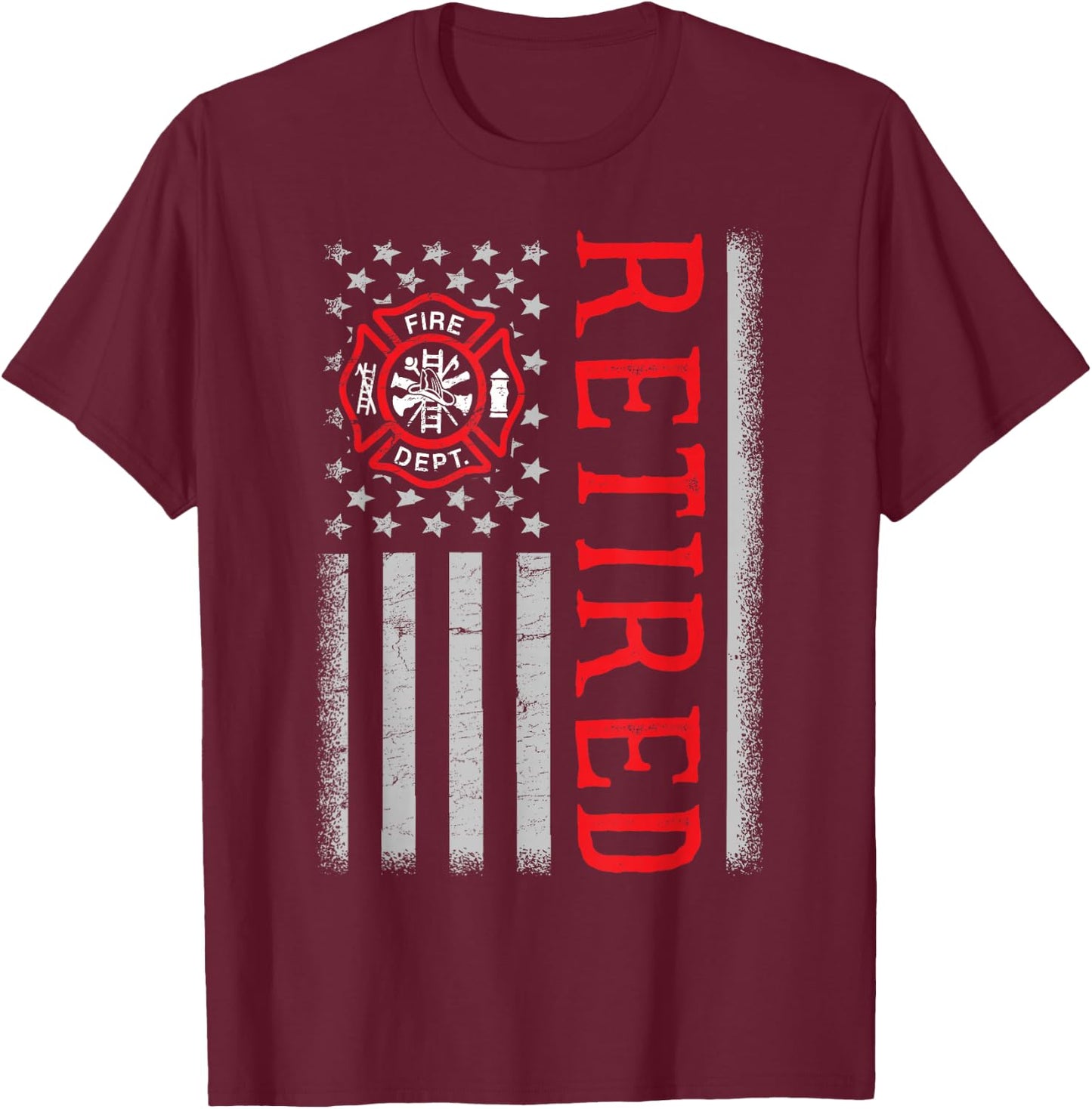 Thin Red Line Firefighter American Flag Retired T-Shirt - T-Shirt | Maroon