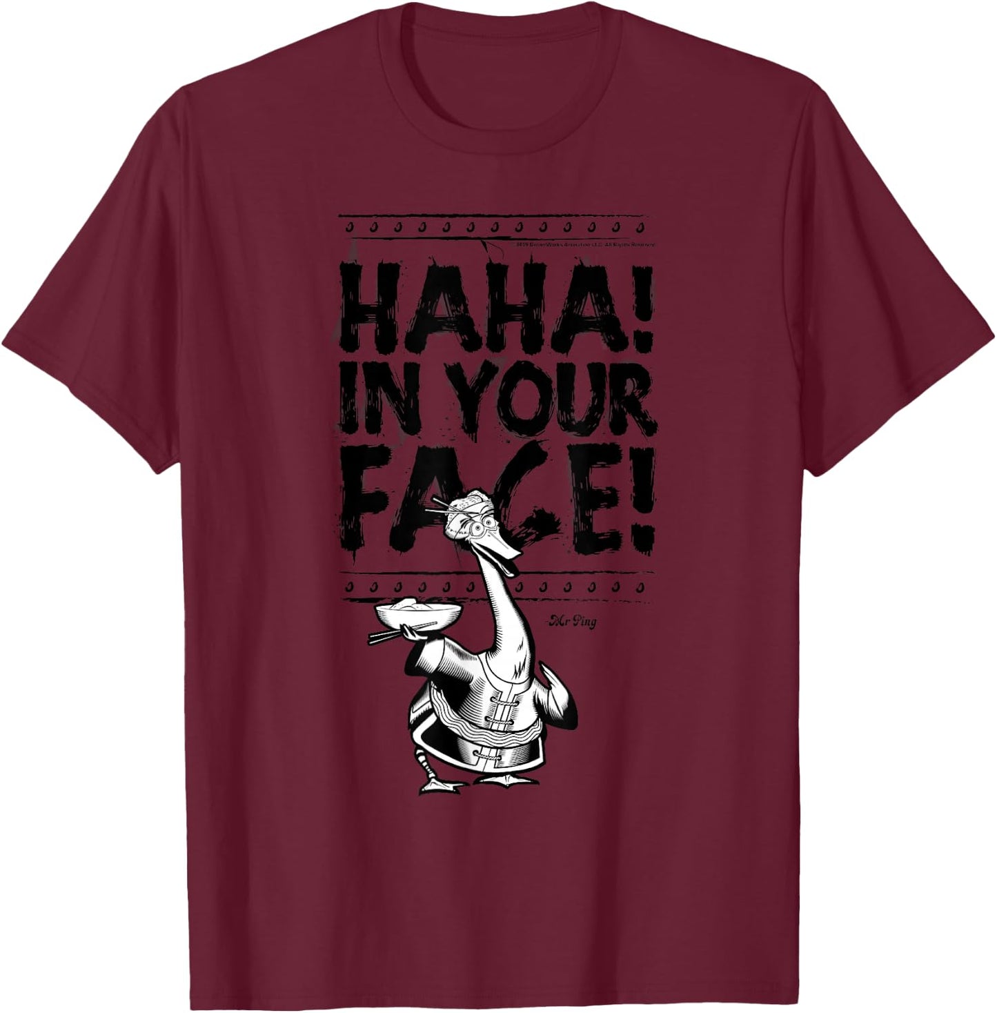 Kung Fu Panda Mr. Ping Haha In Your Face Sketch T-Shirt - T-Shirt | Maroon