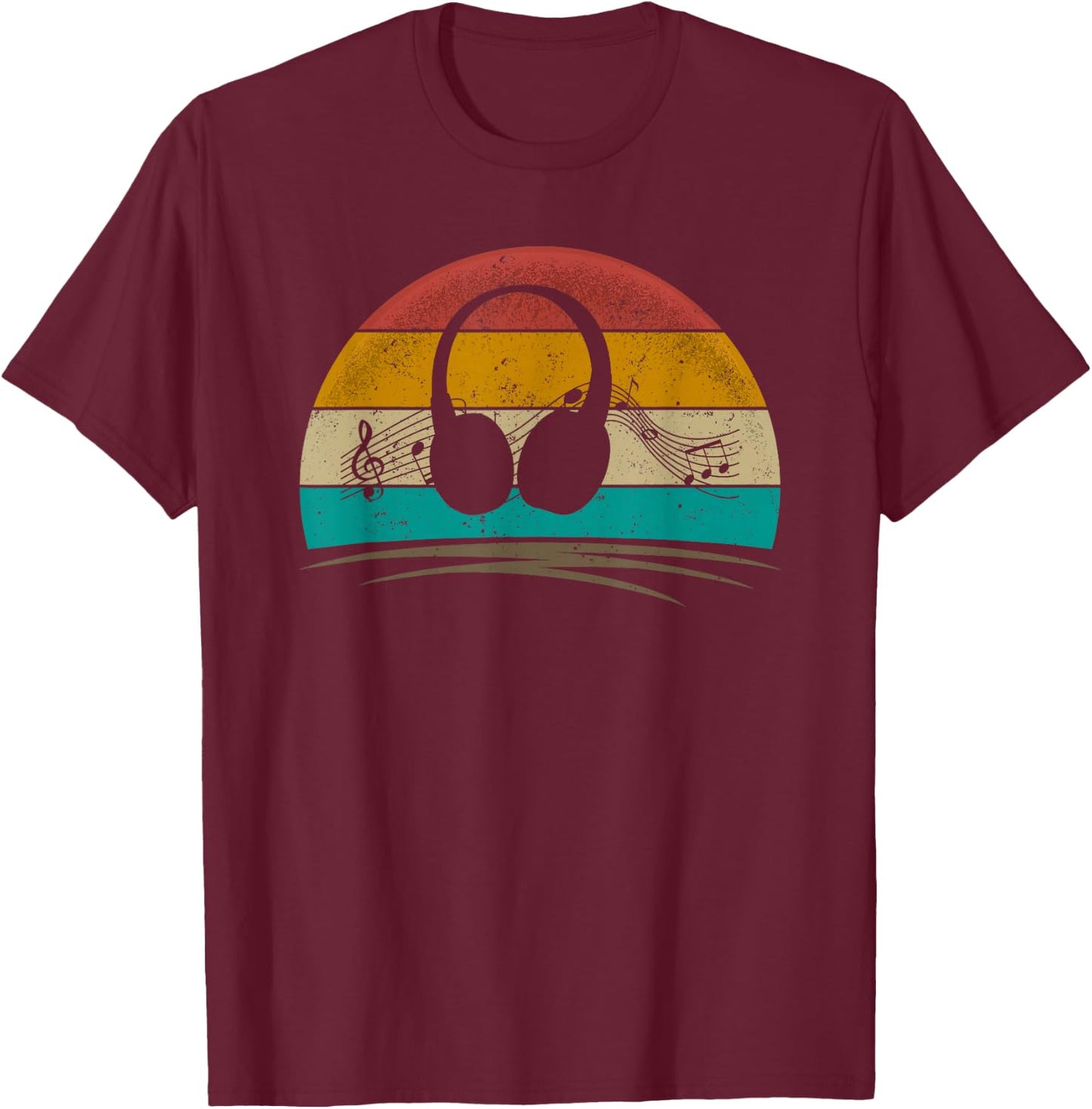 Headphones Retro Vintage 70s Music Lover Men Women Kids T-Shirt - T-Shirt | Maroon