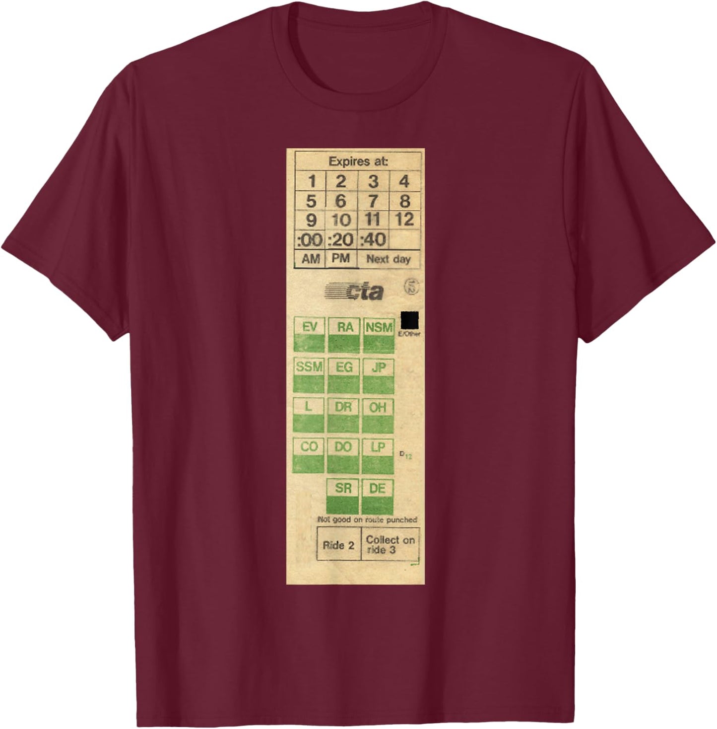 Vintage Retro Chicago CTA Transfer Bus Mass Transit T-Shirt - T-Shirt | Maroon
