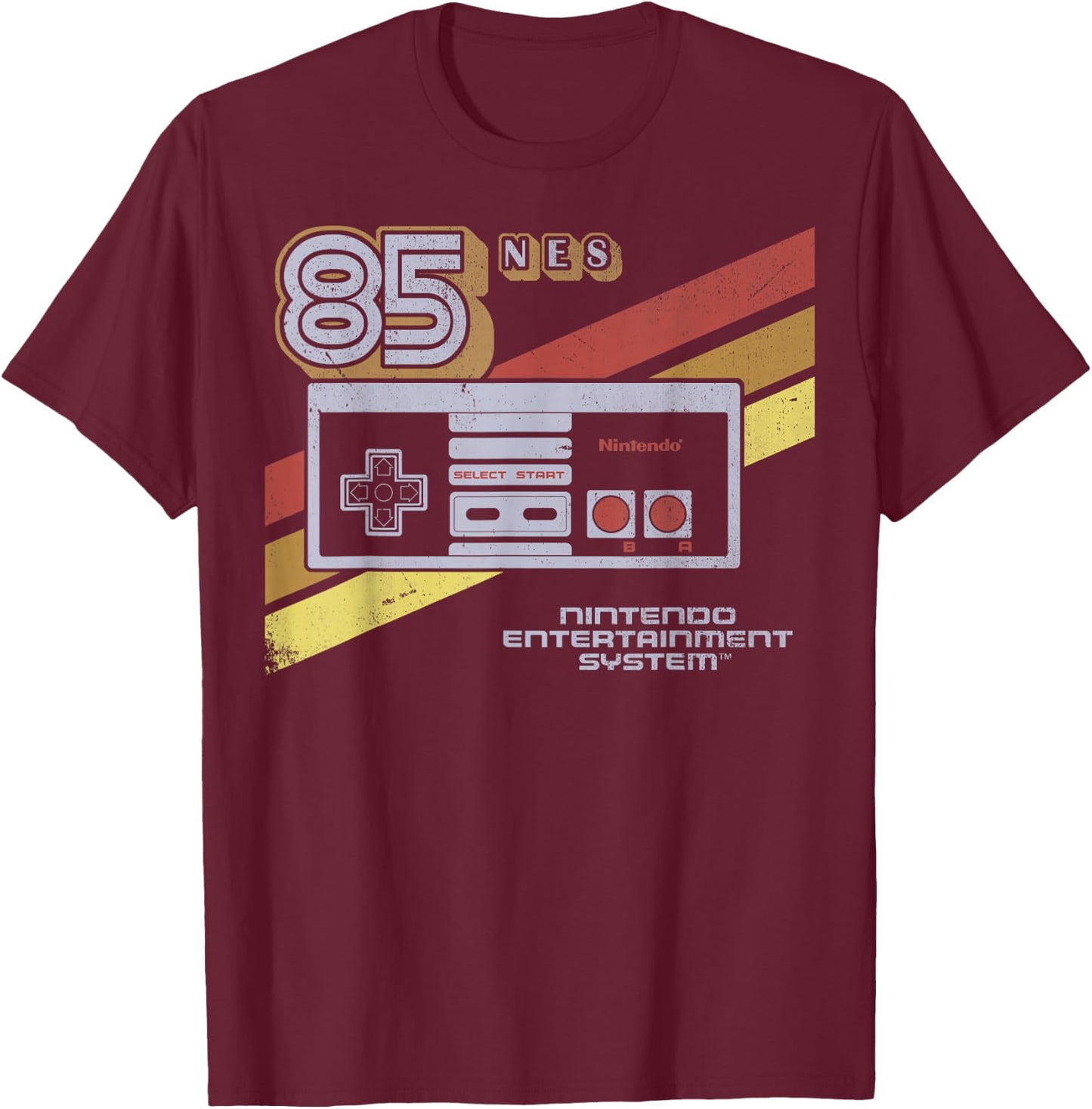 Nintendo NES Controller Retro Stripe 85 T-Shirt - T-Shirt | Maroon