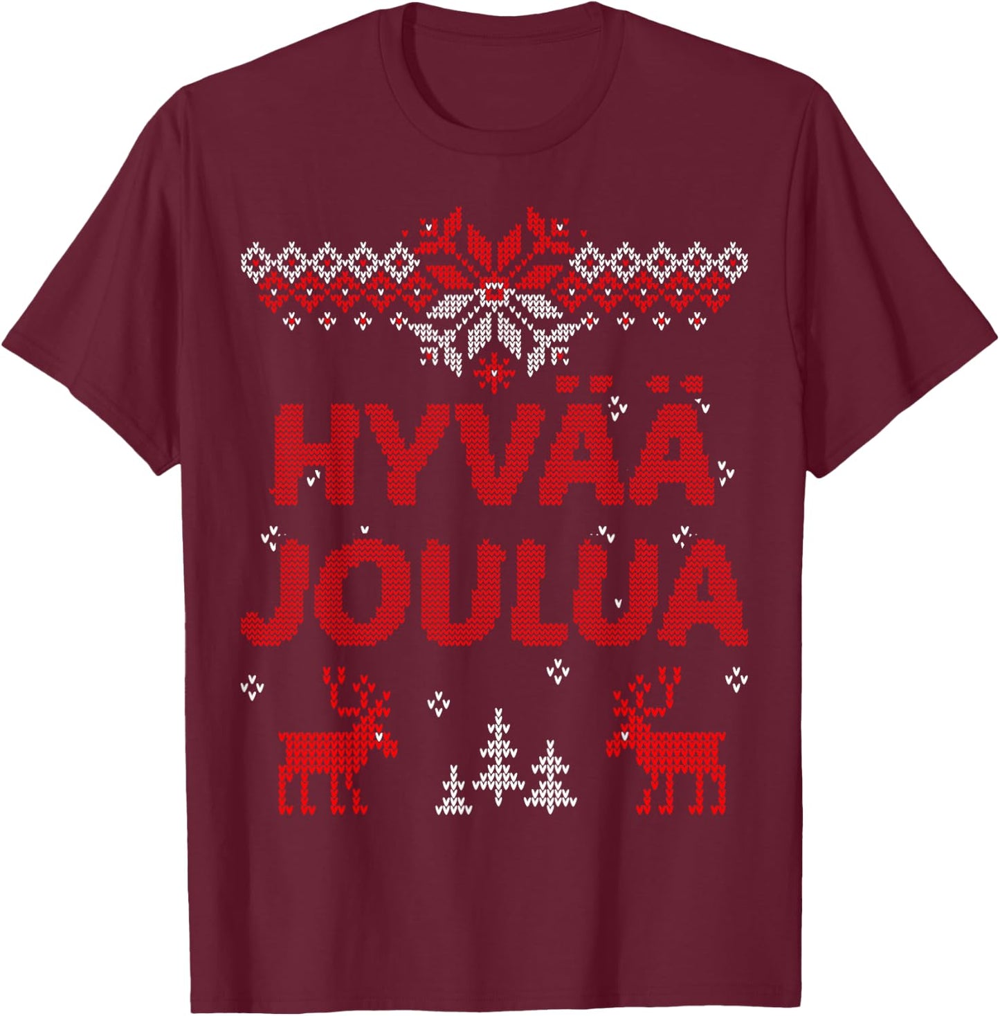 Hyvaa Joulua Finnish Merry Christmas Gift T-Shirt - T-Shirt | Maroon