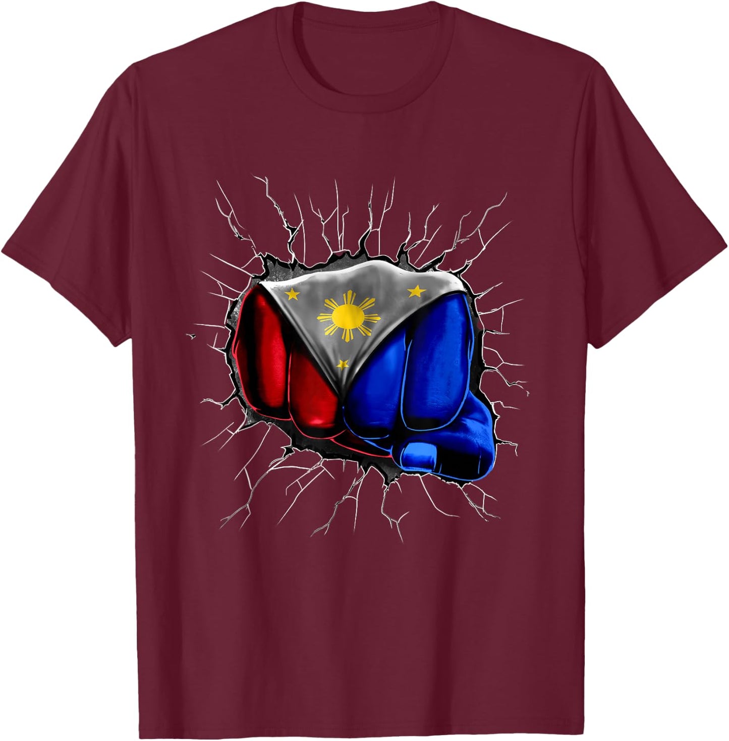 Philippines Flag Shirt Filipino Flag Fist Gift T-Shirt - T-Shirt | Maroon