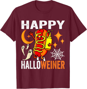 Happy Halloweiner Funny Halloween Party Cute Hot-Dog Costume T-Shirt - T-Shirt | Maroon