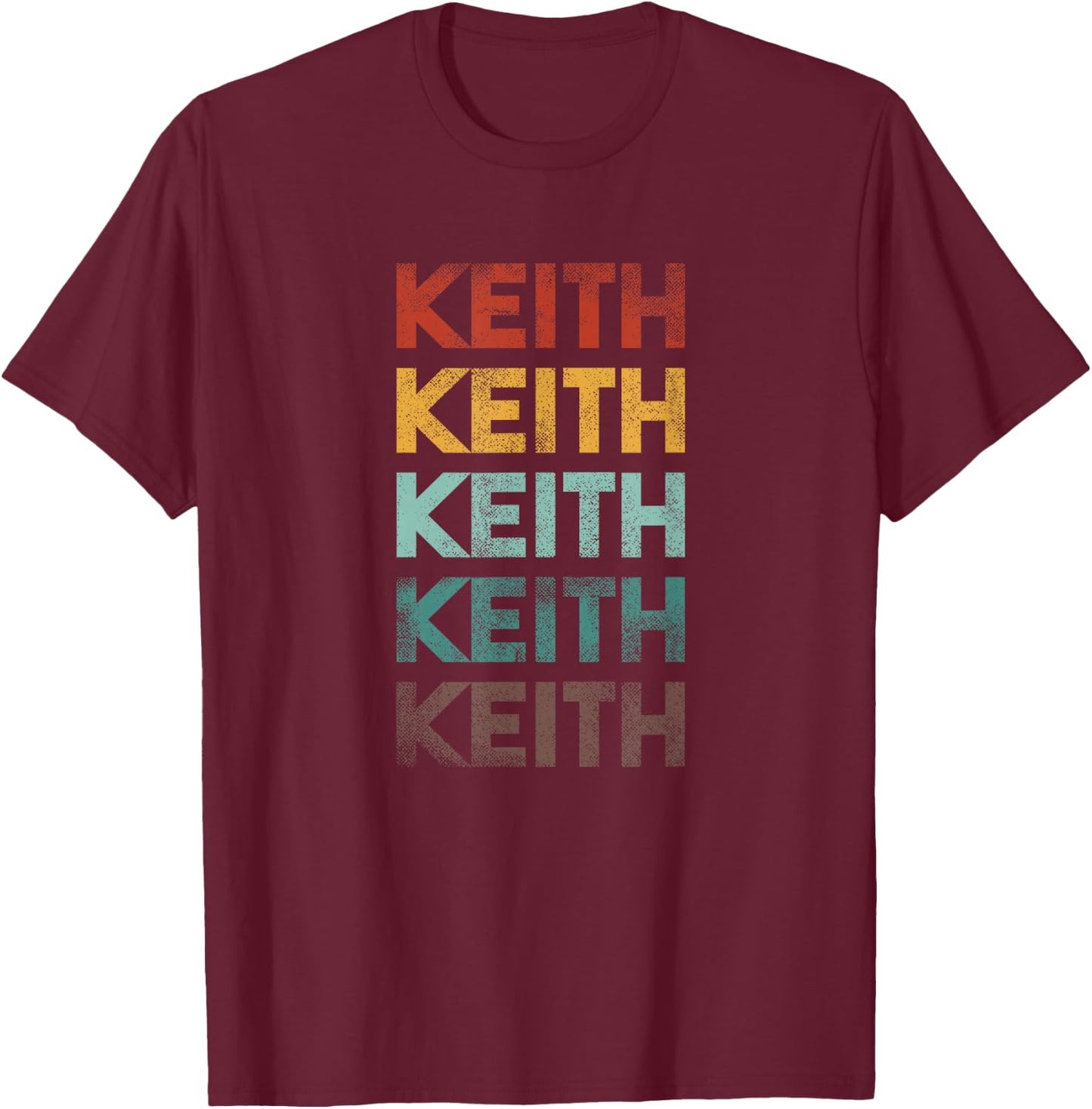 First Name Keith Retro 80s Style T-Shirt - T-Shirt | Maroon