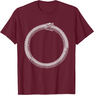 Ouroboros Uroboros Circle Serpent Snake Vintage Woodcut T-Shirt - T-Shirt | Maroon