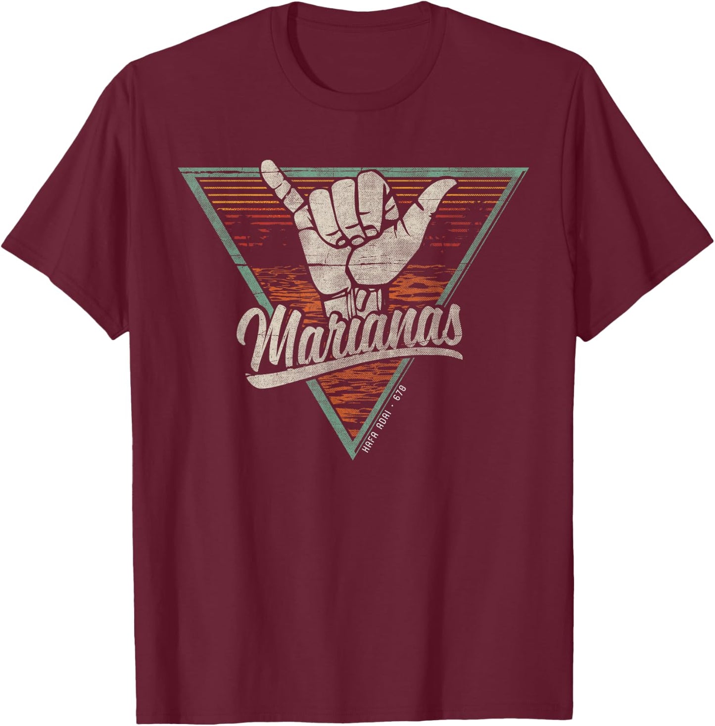 Retro Shaka Marianas Shirt - CNMI T-Shirt - T-Shirt | Maroon