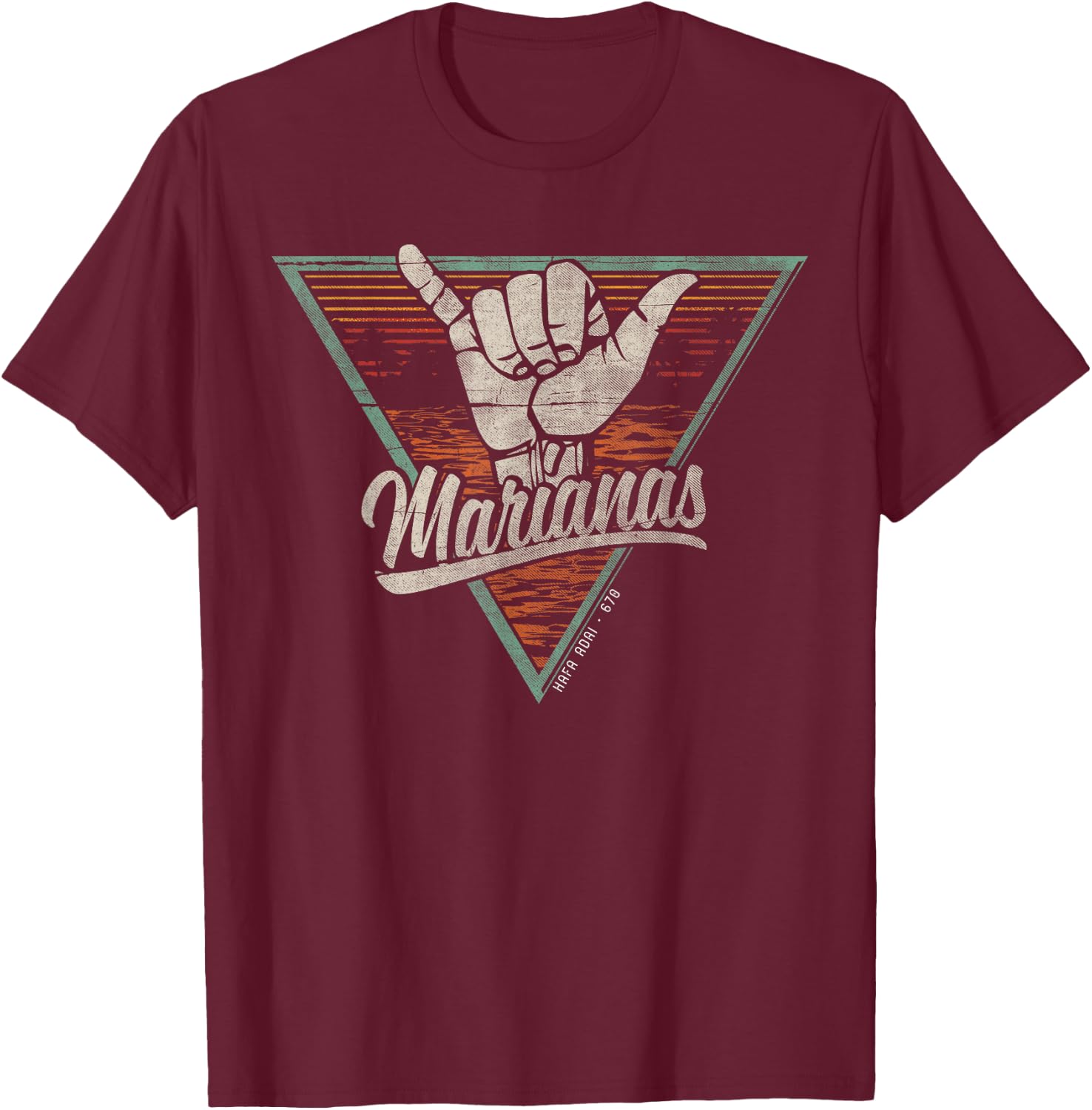 Retro Shaka Marianas Shirt - CNMI T-Shirt - T-Shirt | Maroon