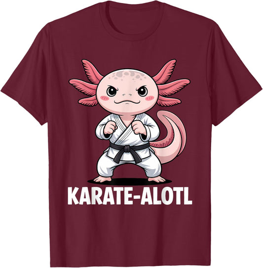 Karate-alotl Axolotl Karate Lover Martial Arts T-Shirt - T-Shirt | Maroon