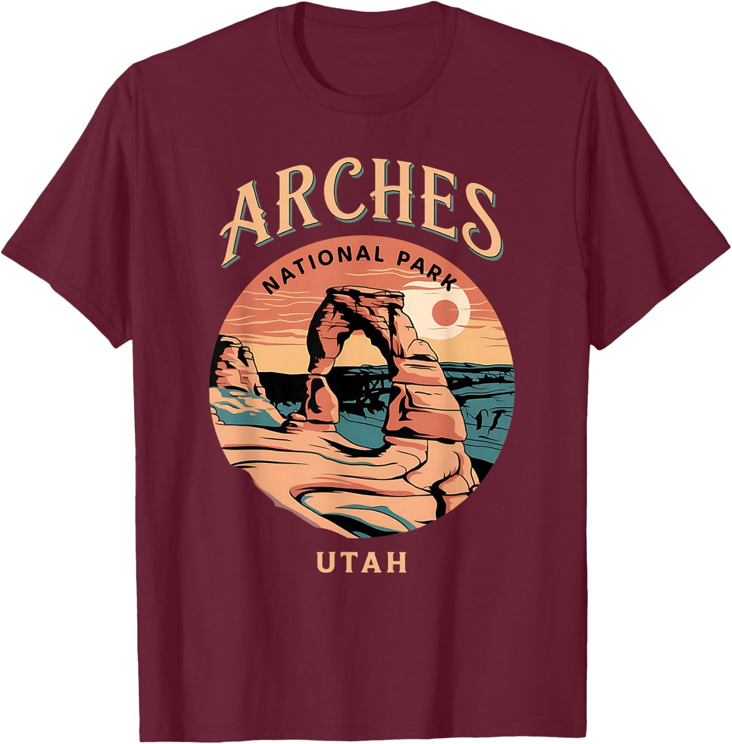 Hiking Camping Adventure Explorer Arches National Park Utah T-Shirt - T-Shirt | Maroon