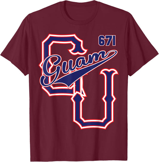 Guam 671 Baseball style Chamorro Guamanian shirts T-Shirt - T-Shirt | Maroon