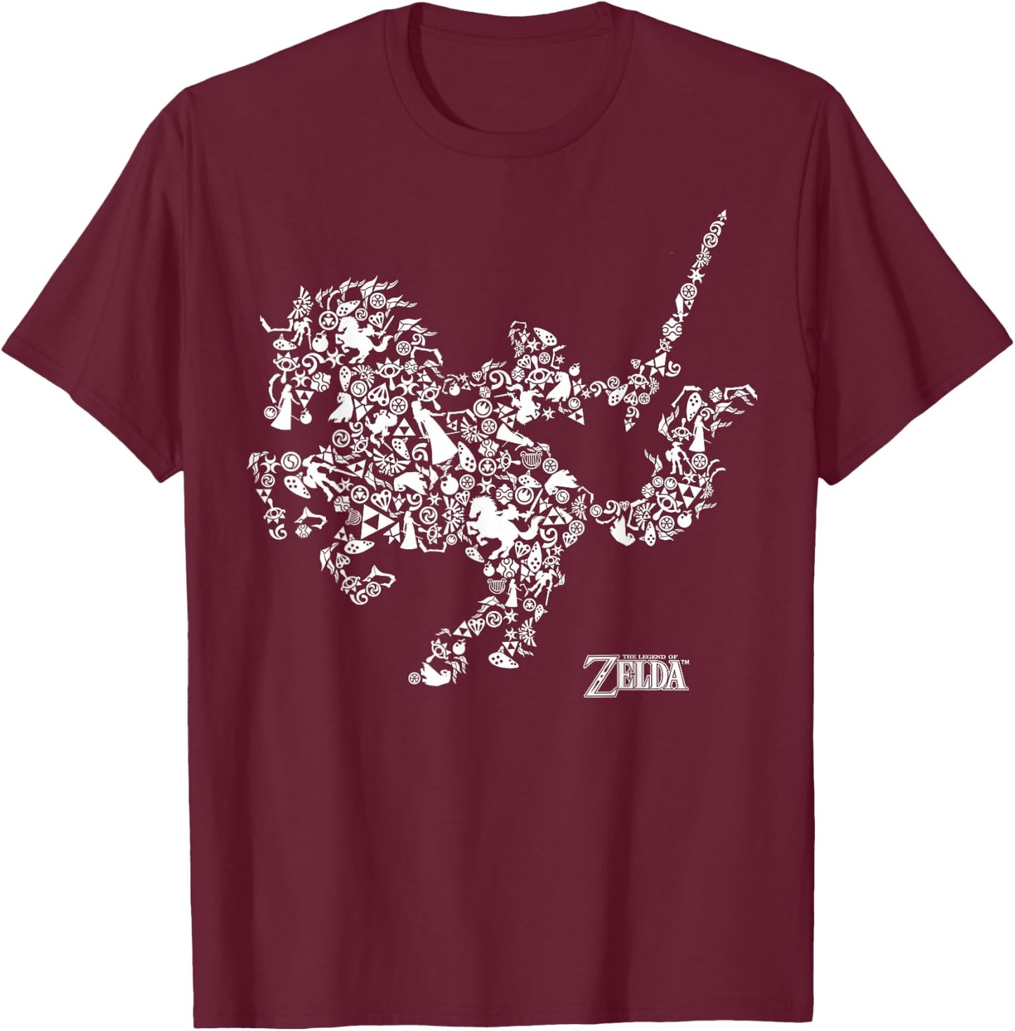 The Legend of Zelda Horse Symbols Graphic T-Shirt - T-Shirt | Maroon